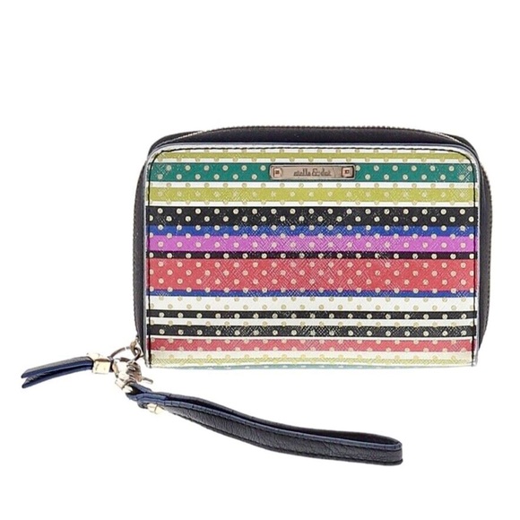 Stella & Dot Multicolor Striped Polka Dot Wallet Chelsea Wristlet - Picture 1 of 7